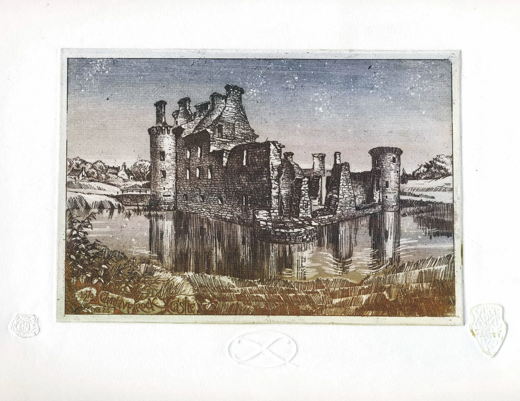 ХристенкоВЄ Подорож Шотландією2023 Caerlaverock Castle 2023 С3 5 etching aquatint 14х21