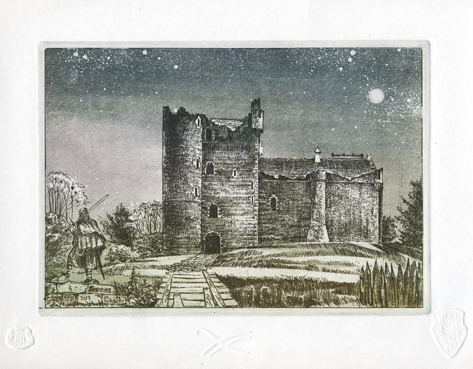 ХристенкоВЄ Подорож Шотландією2023 Doune Castle 2023 С3 5 etching aquatint 14 5х21 5