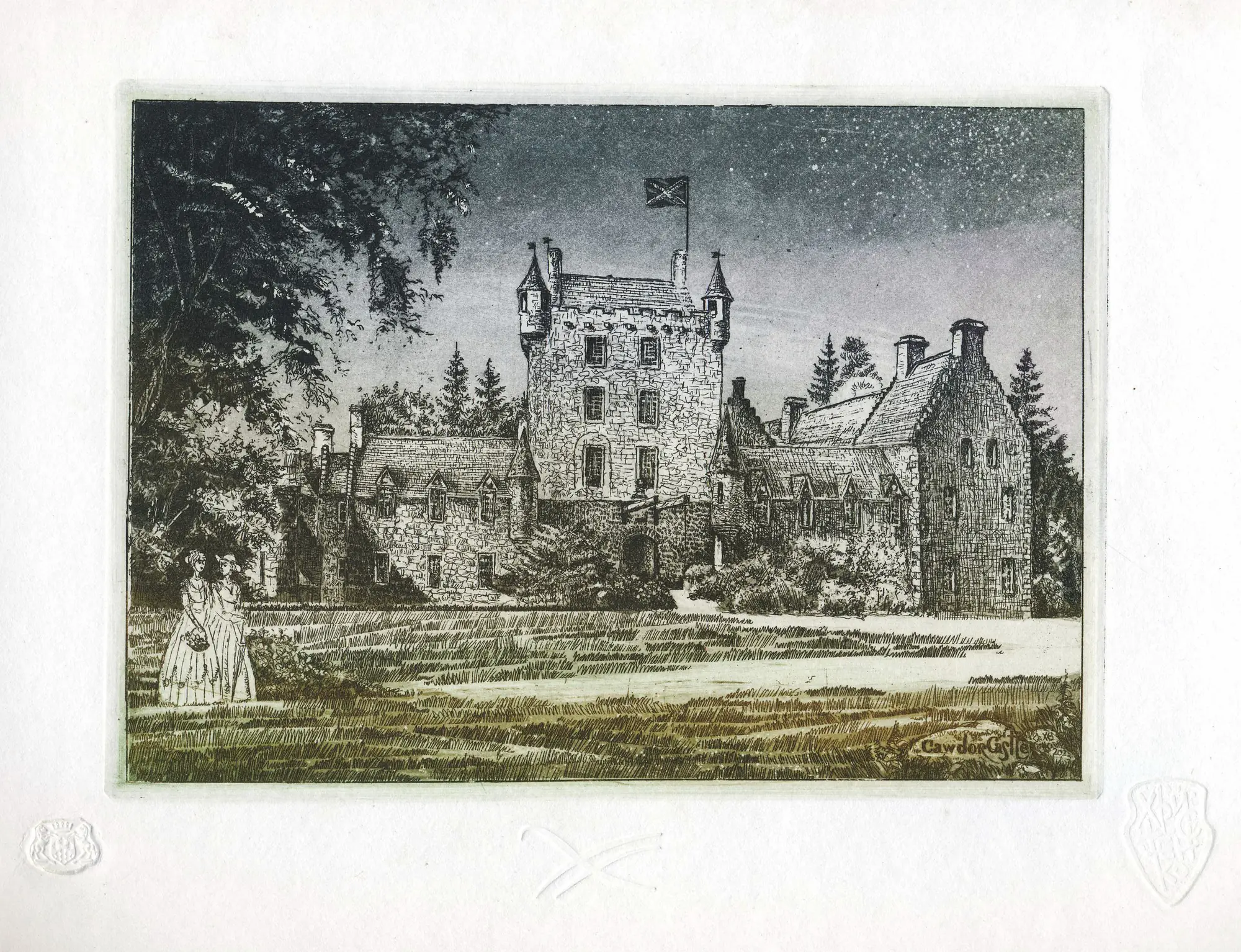 ХристенкоВЄ Подорож Шотландією2023 Сawdor Castle 2023 С3 5 etching aquatint 15х21
