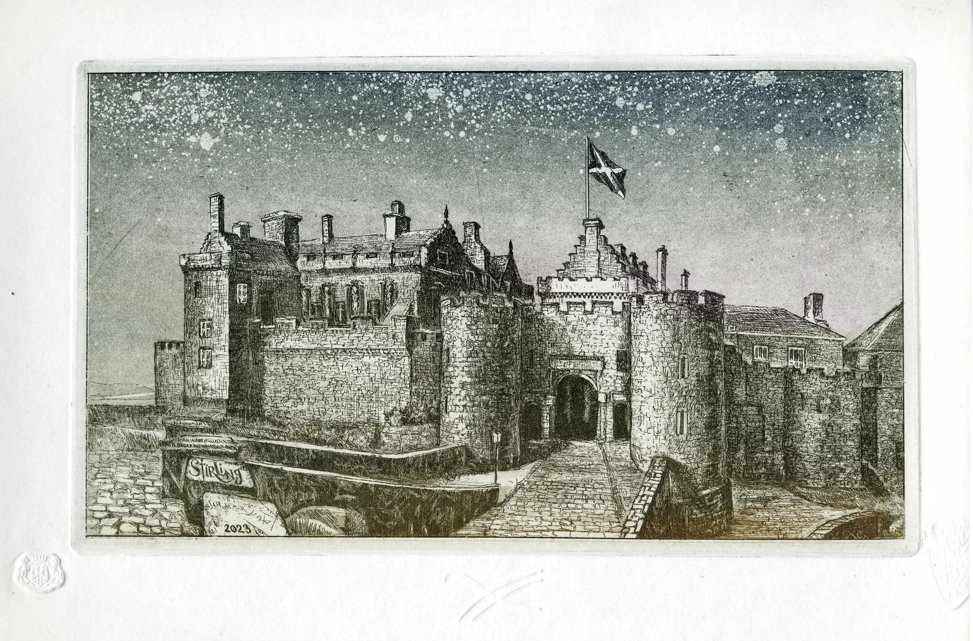 ХристенкоВЄ Подорож Шотландією2023 Stirling Castle 2023 С3 5 etching aquatint 15х25 5