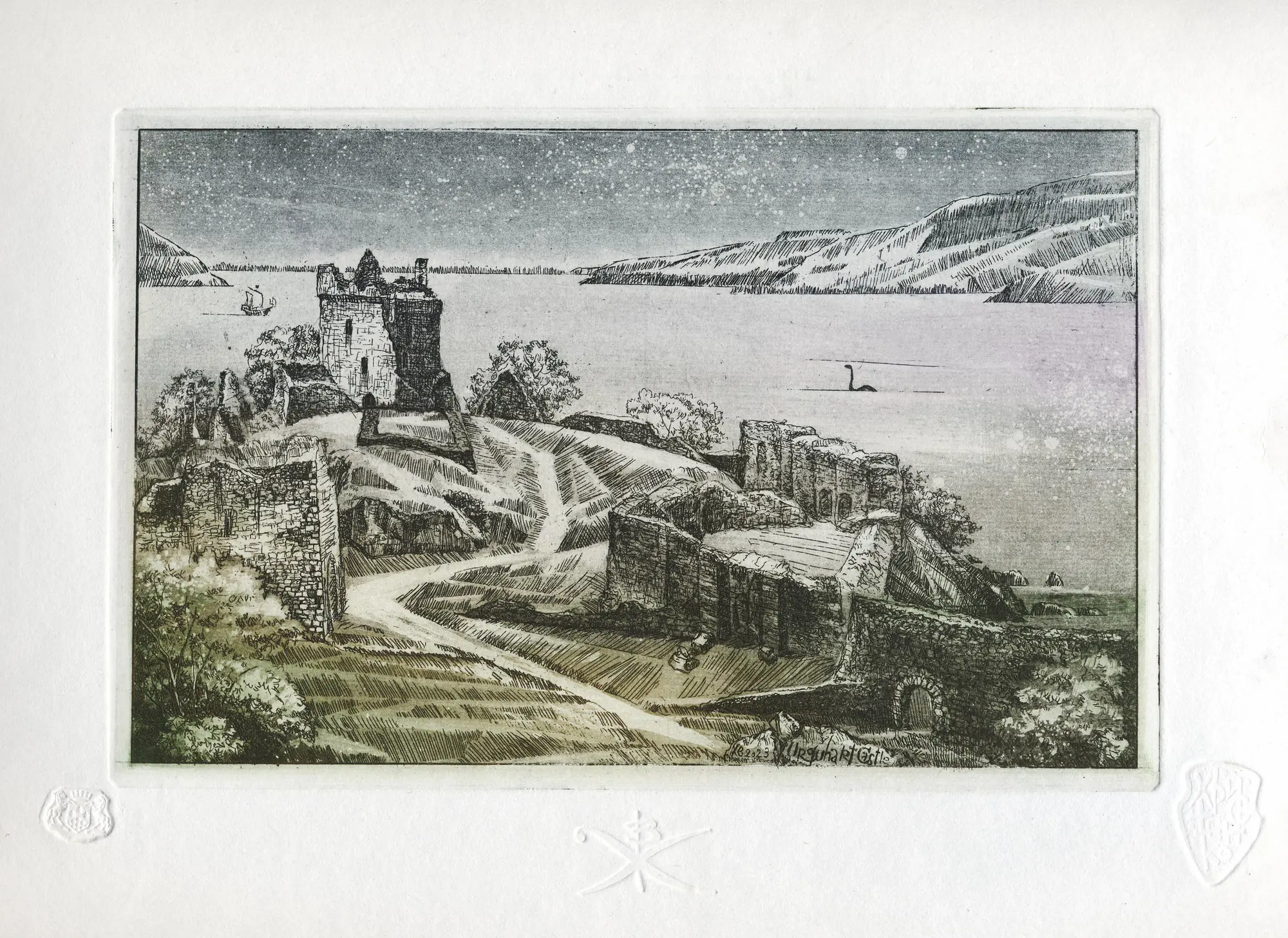 ХристенкоВЄ Подорож Шотландією2023 Urquhart Castle 2023 С3 5 etching aquatint 15х22 5