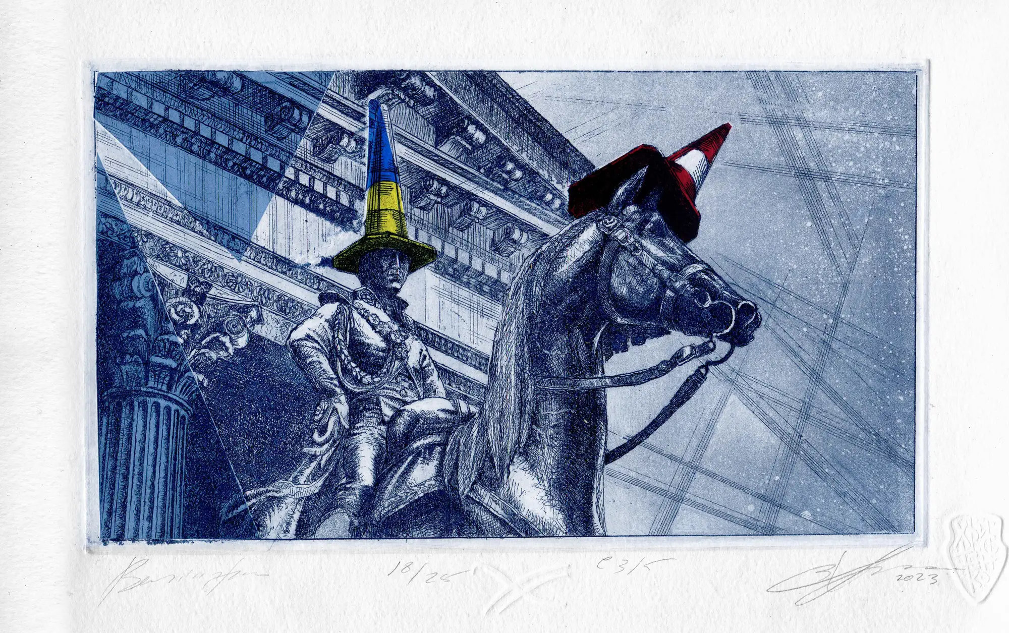 ХристенкоВЄ Подорож Шотландією2023Duke of Wellington & Ukrain 2023 С35 etching aquatint 145х250 2